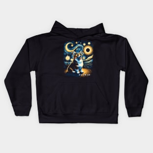 Solar Eclipse Corgi Adventure: Chic Tee with Adorable Fluffy Companions Kids Hoodie